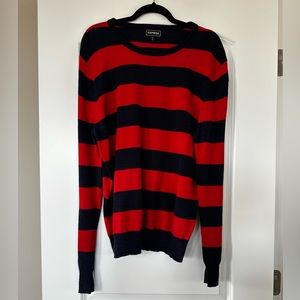 Men’s Express Crewneck Sweater Large Striped Red and Black